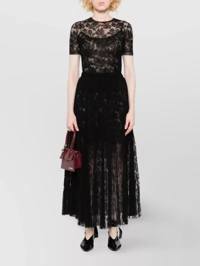 Ermanno Scervino Midi Skirt With Lace Overlay Design In Black