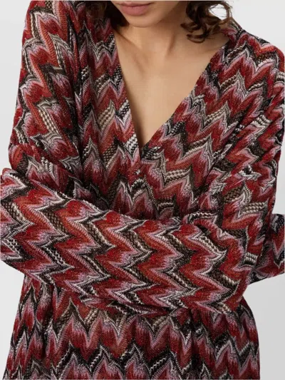 Missoni Oversized Blouse With Mandarin Collar And V-neck In Brown