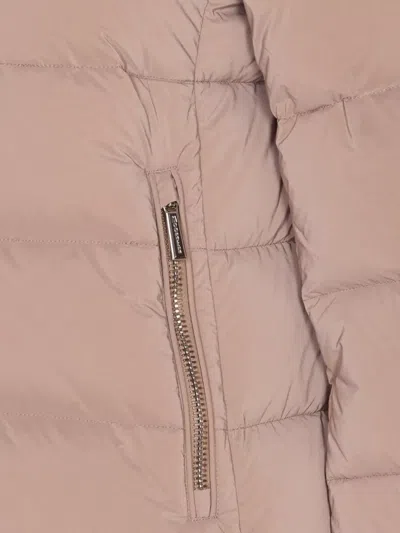 Moorer Long Padded Jacket Removable Fur Detail In Pink