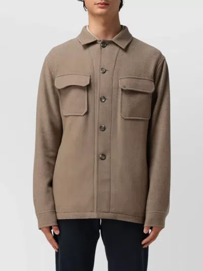 Tagliatore Wool Blend Jacket Flap Pockets In Brown