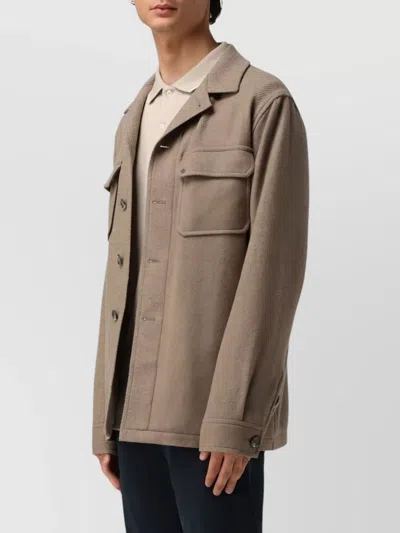 Tagliatore Wool Blend Jacket Flap Pockets In Brown