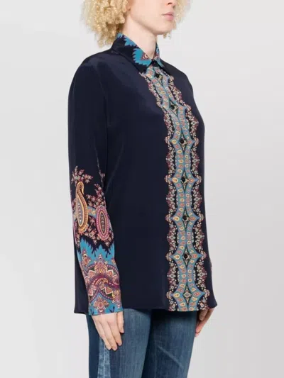 Etro Paisley-print Silk Shirt In Blue
