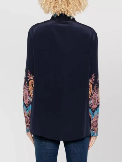 Etro Paisley-print Silk Shirt In Blue