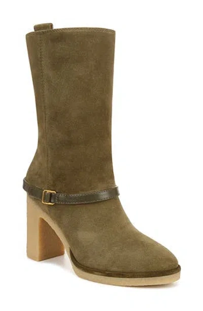 Franco Sarto L Paxton Womens Suede Almond Toe Mid-calf Boots In Green