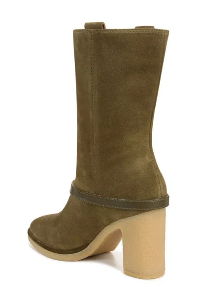 Franco Sarto L Paxton Womens Suede Almond Toe Mid-calf Boots In Green