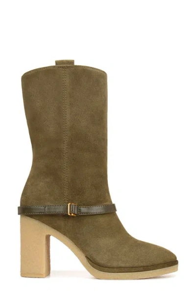 Franco Sarto L Paxton Womens Suede Almond Toe Mid-calf Boots In Green