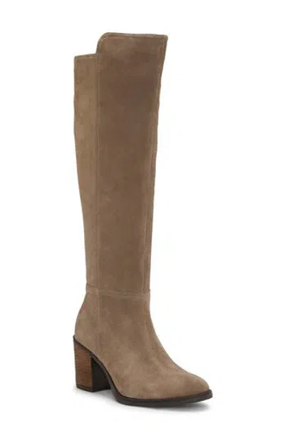Lucky Brand Bonnay Womens Leather Stacked Heel Knee-high Boots In Brown