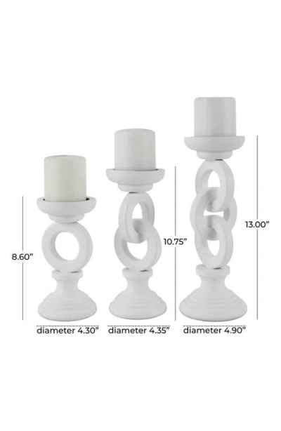 Vivian Lune Home Set Of 3 Candleholders In White