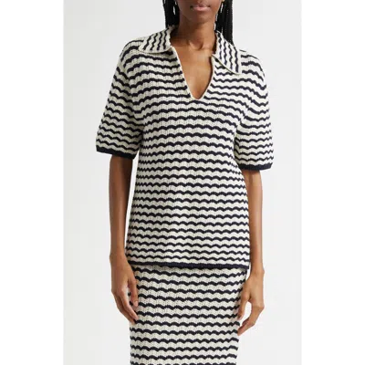 A.l.c Logan Striped Oversized Knit Top In Navy Stripe In Multi