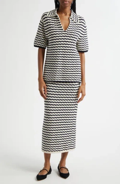 A.l.c Logan Striped Oversized Knit Top In Navy Stripe In Multi