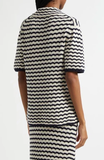 A.l.c Logan Striped Oversized Knit Top In Navy Stripe In Multi