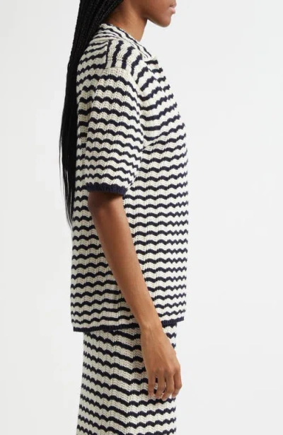 A.l.c Logan Striped Oversized Knit Top In Navy Stripe In Multi