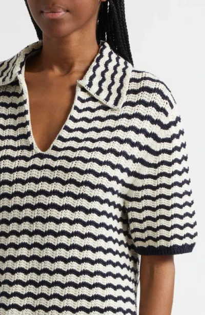 A.l.c Logan Striped Oversized Knit Top In Navy Stripe In Multi