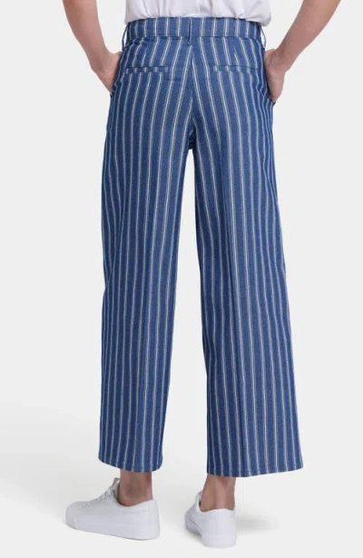 Nydj Mona High Rise Wide Leg Ankle Jeans In Huelva Stripe In Blue