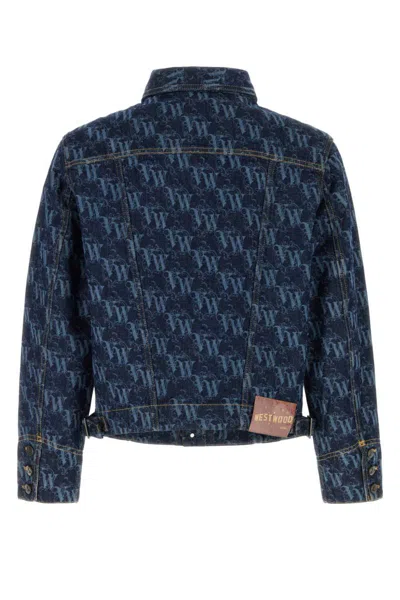 Vivienne Westwood Giubbino Stormrider In Denim Stampato  Uomo In Blue