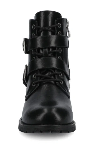 Journee Collection Journee Women's Juliah Buckle Detail Lace-up Ankle Boots In Black