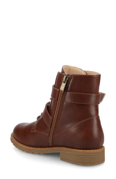 Journee Collection Journee Women's Juliah Buckle Detail Lace-up Ankle Boots In Brown
