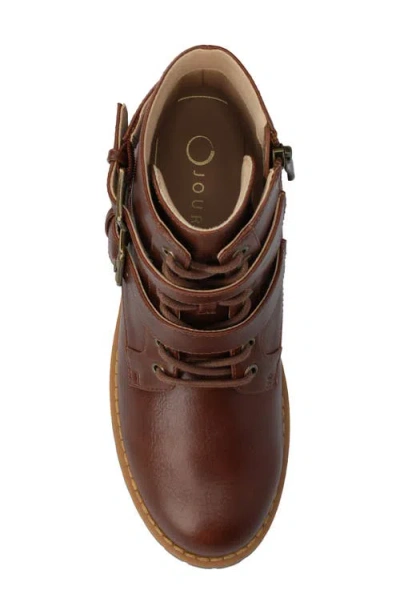 Journee Collection Journee Women's Juliah Buckle Detail Lace-up Ankle Boots In Brown