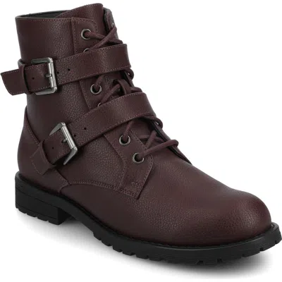 Journee Collection Journee Women's Juliah Buckle Detail Lace-up Ankle Boots In Brown