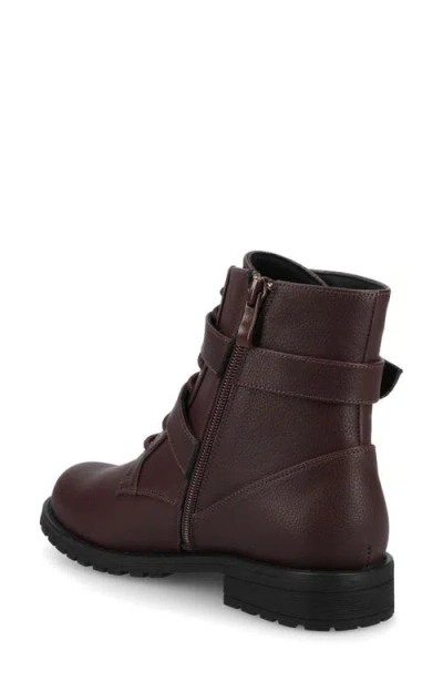 Journee Collection Journee Women's Juliah Buckle Detail Lace-up Ankle Boots In Brown