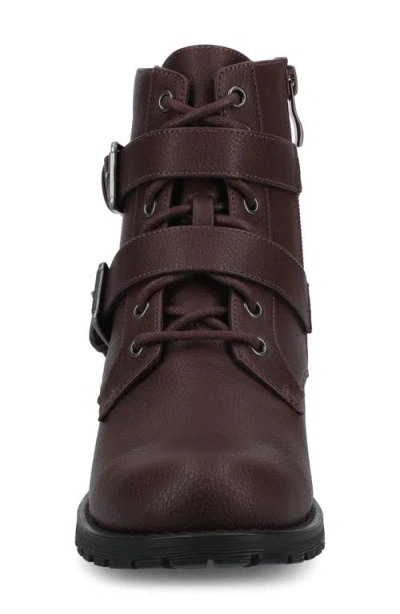 Journee Collection Journee Women's Juliah Buckle Detail Lace-up Ankle Boots In Brown