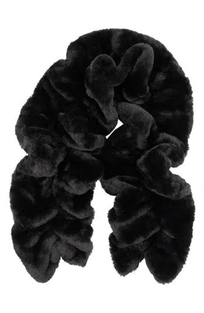 Surell Faux Fur Ruffle Scarf In Black