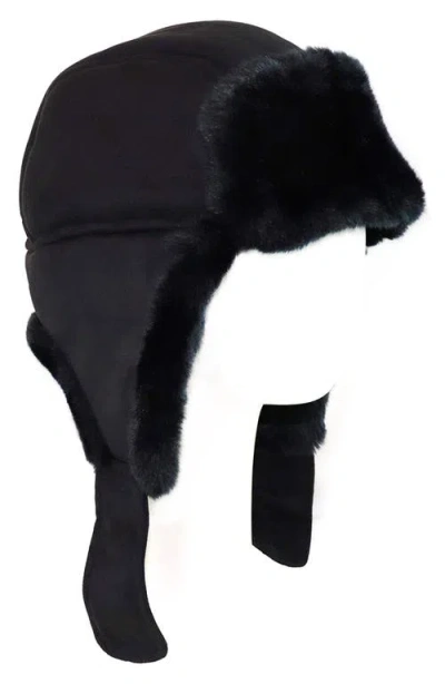 Surell Faux Shearling Trooper Hat In Black