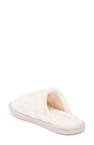 Honeydew Plush Heart Scuff Womens Memory Foam Slip-on Slippers In White