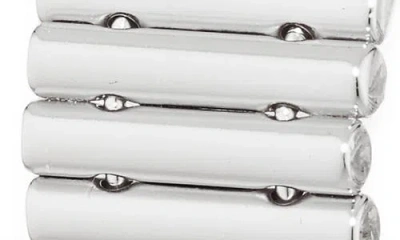 Sterling Forever Harla Ribbed Hoop Earrings In Metallic