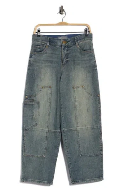Democracy Crop Barrel Leg Jeans In Blue