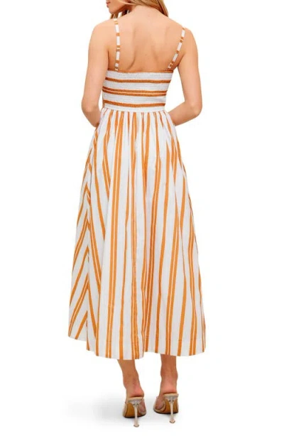 Flying Tomato Stripe Cotton Fit & Flare Maxi Sundress In Brown