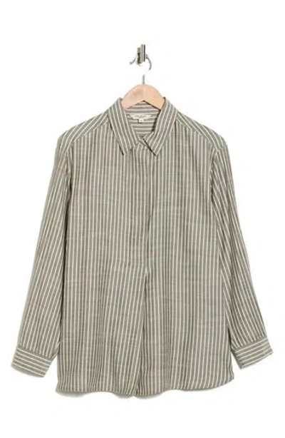 Max Studio Stripe Popover Tunic In Gray