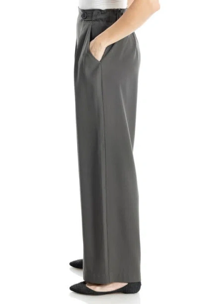 Max Studio Pleated Wide Leg Pants In Gray