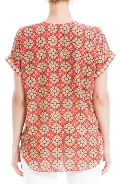 Max Studio Patterned Surplice Crepe Blouse In Pink