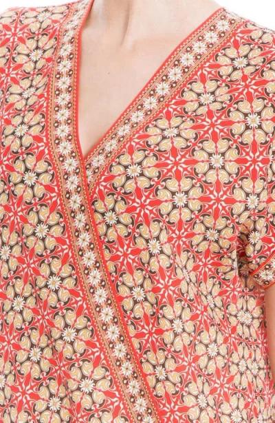 Max Studio Patterned Surplice Crepe Blouse In Pink