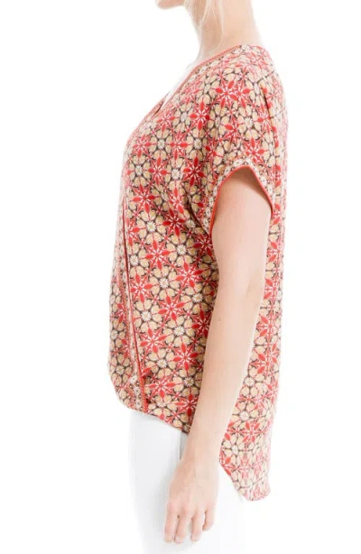Max Studio Patterned Surplice Crepe Blouse In Pink