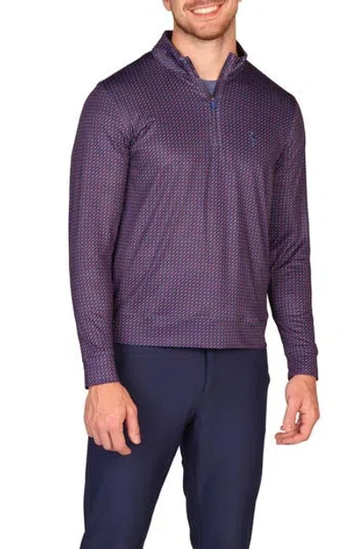 Tailorbyrd Golf Tee Print Long Sleeve Performance Quarter Zip Polo In Multi