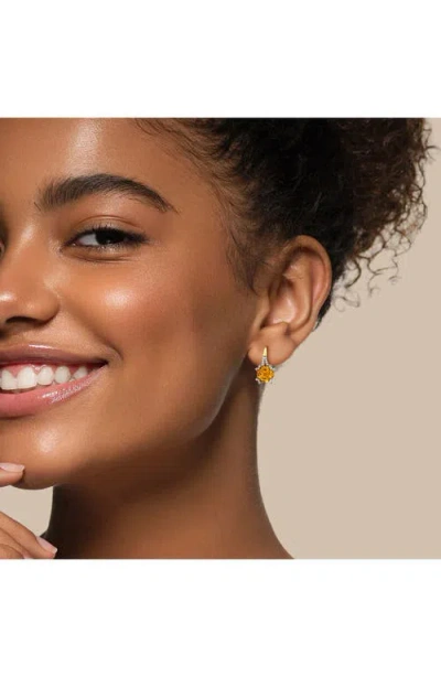 Delmar Citrine & White Topaz Earrings In Gold