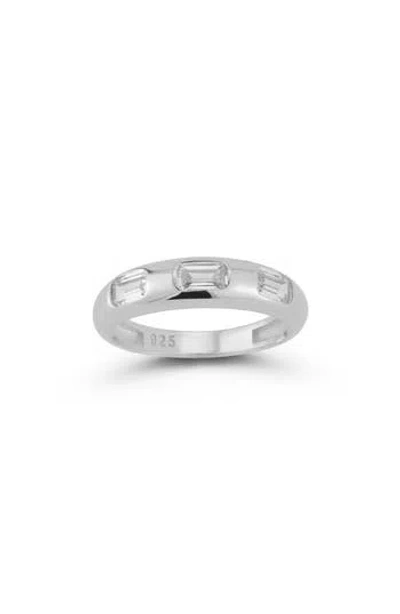 Chloe & Madison Chloe And Madison Silver Cz Baguette Dome Ring In Silver
