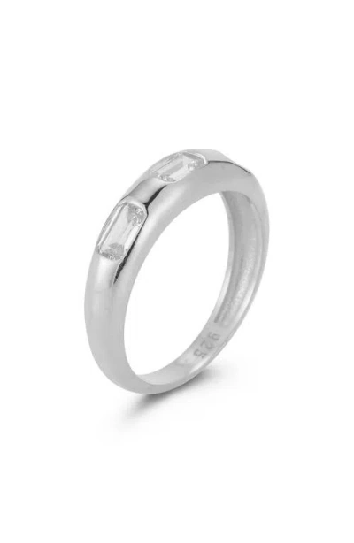 Chloe & Madison Chloe And Madison Silver Cz Baguette Dome Ring In Silver