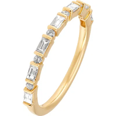 Frankie & Zoe Alternating Round & Emerald Cut Diamond Band Ring In Gold