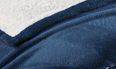 Woven & Weft Faux Shearling Fleece Throw Blanket In Blue