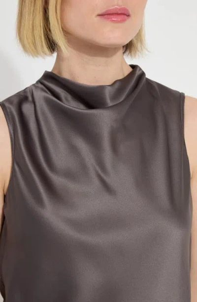 Lyssé Justine Satin Draped Mock Neck Top In Gray Ash In Gray