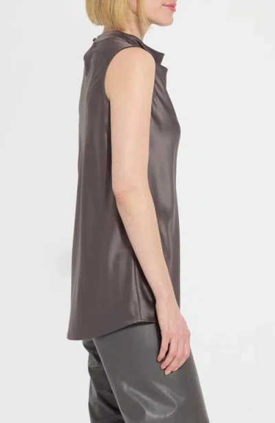 Lyssé Justine Satin Draped Mock Neck Top In Gray Ash In Gray