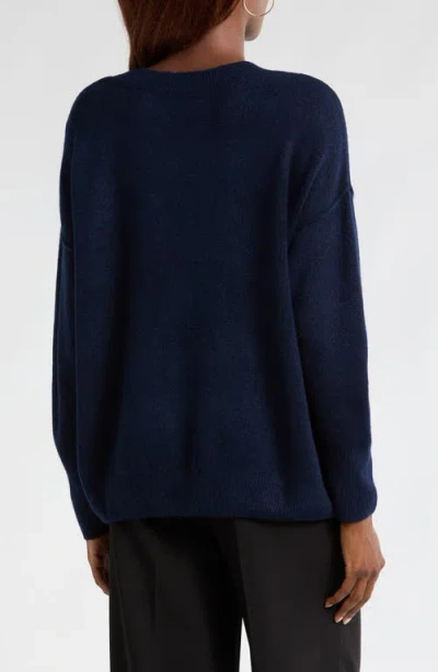 Vince Camuto Women's Cozy Crewneck Star-print Dropped-shoulder Sweater In Blue