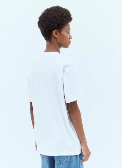 Gucci Women White Crewneck T-shirt Wth Web Print With Logo Lettering On The Front In Cotton Woman