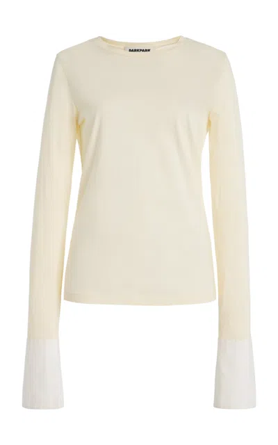 Darkpark Nora Jumper With Buttoned Shirt Cuffs In White