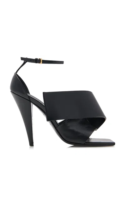 Givenchy Sliced Square Heeled Sandals In Leather In Black