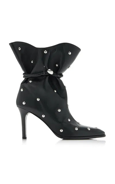 Isabel Marant Draped Leather Ankle Boots With Stiletto Heel In Black