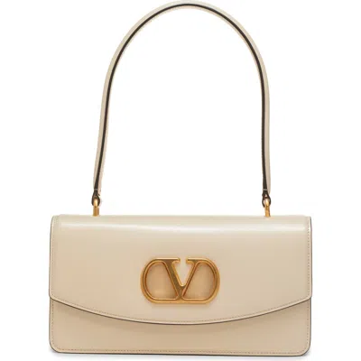 Valentino Small Leather Clutch With Adjustable Chain Strap In White